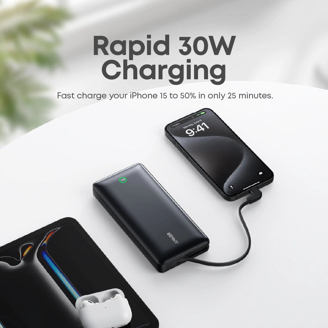 Anker Nano Power Bank (20,000mAh, 30W with Built-In USB-C Cable) - Anker Philippines