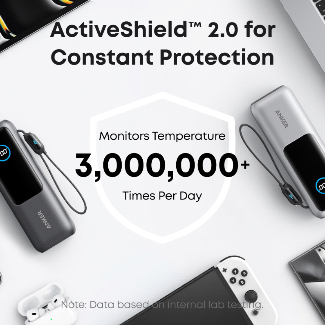 Anker Laptop Power Bank (25K, 165W, Built-In and Retractable Cables)