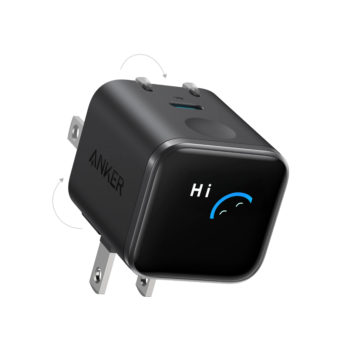 Anker Nano Charger 45W (1C, Smart Display, Double Folded Pin) Black