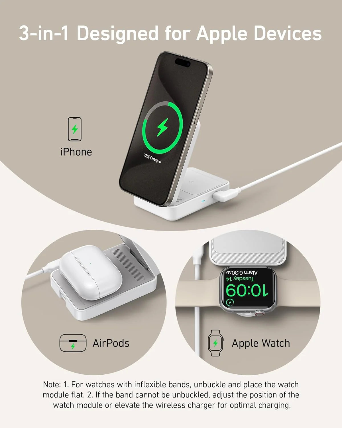 Anker MagGo 3-in-1 | Wireless Charging Station for iPhone, Watch and AirPods