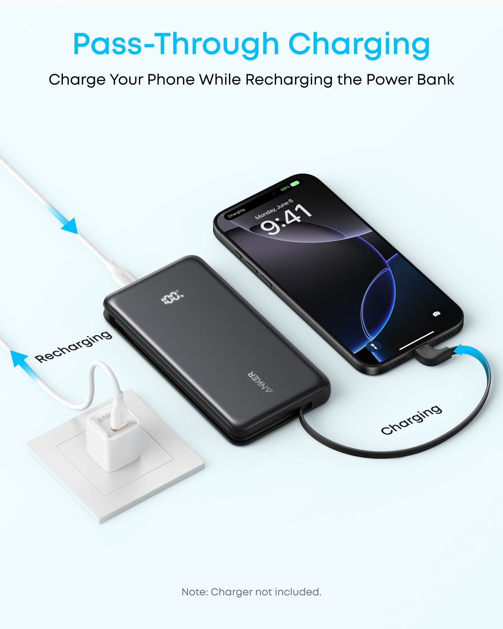 Anker Zolo 10000mAh 22.5W | Power Bank with Built-In USB-C Cable