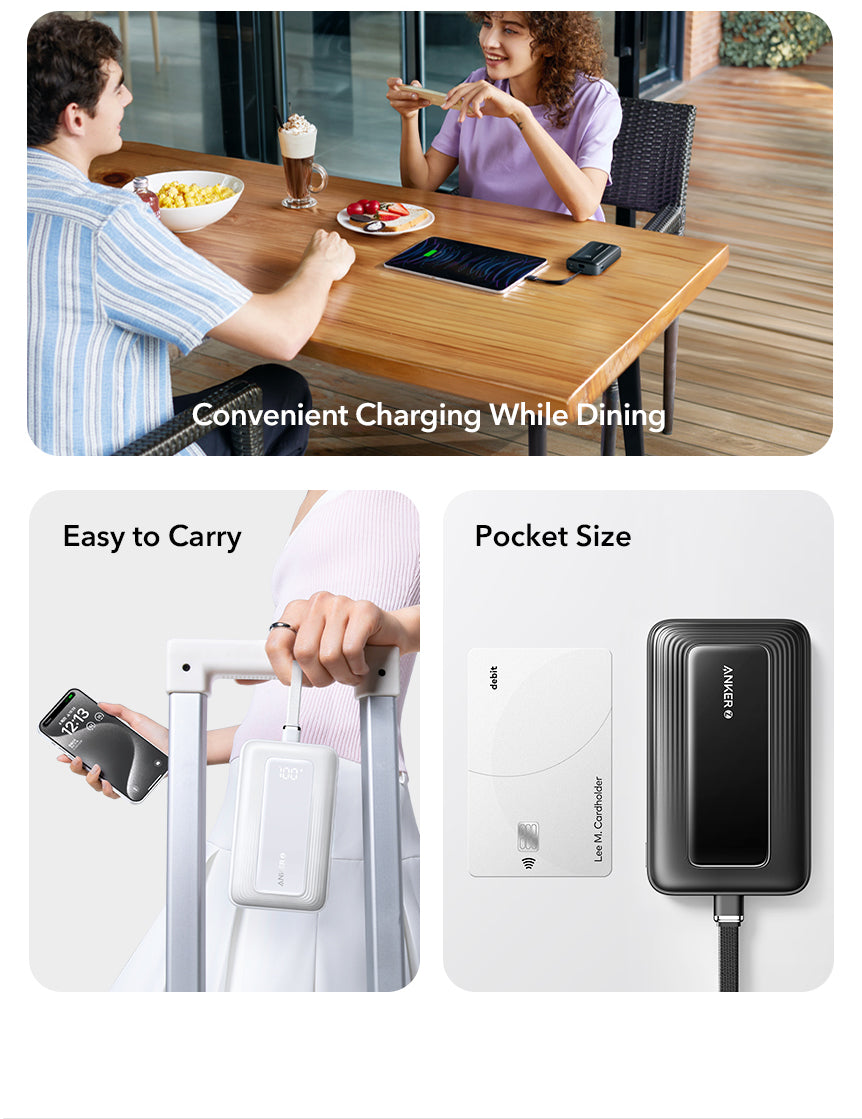 Anker Zolo 20000mAh 30W | Power Bank with Built-In USB-C Cable