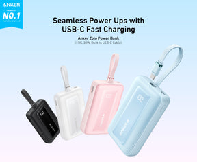 Anker Zolo 10000mAh 30W | Power Bank with Built-In USB-C Cable