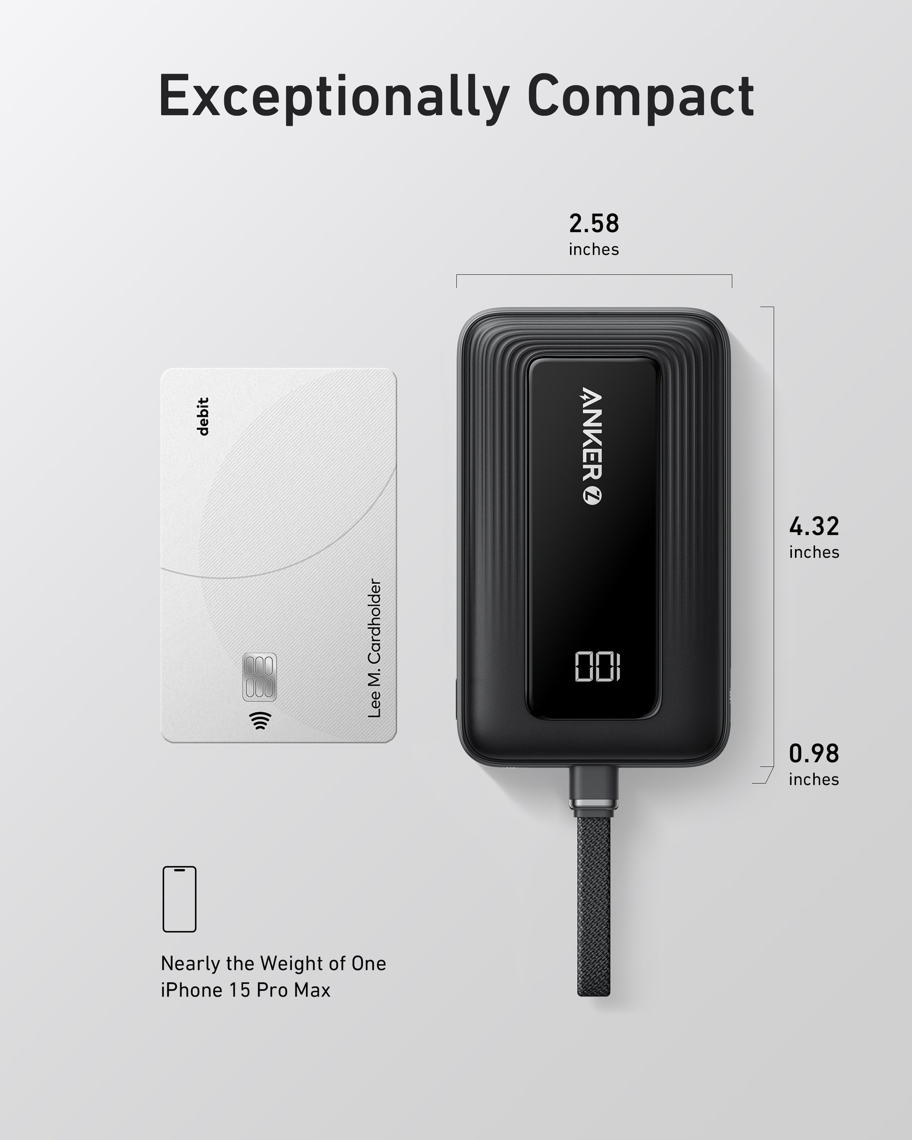 Anker Zolo 20000mAh 30W | Power Bank with Built-In USB-C Cable