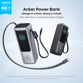Anker Laptop Power Bank (25K, 165W, Built-In and Retractable Cables)