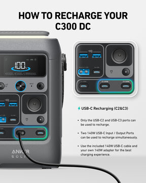 Anker SOLIX C300 DC 288Wh | Portable Power Station for Camping and Travel