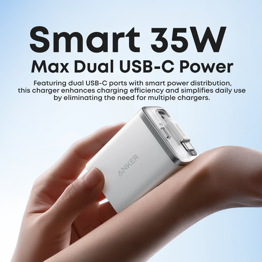 Anker Nano 35W USB-C Fast Wall Charger with Built-in USB-C Cable