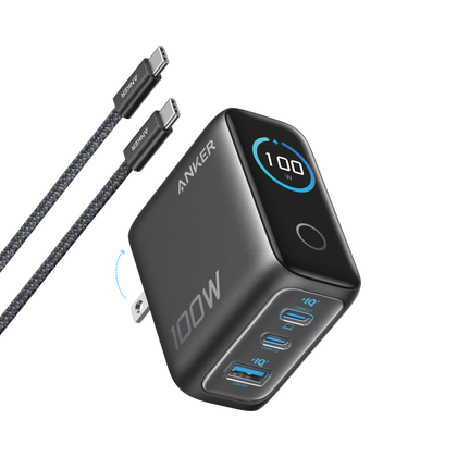 Anker Charger 100W (3 Ports, Smart Display) Black