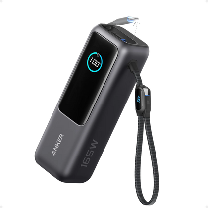 Anker Laptop Power Bank (25K, 165W, Built-In and Retractable Cables) Black