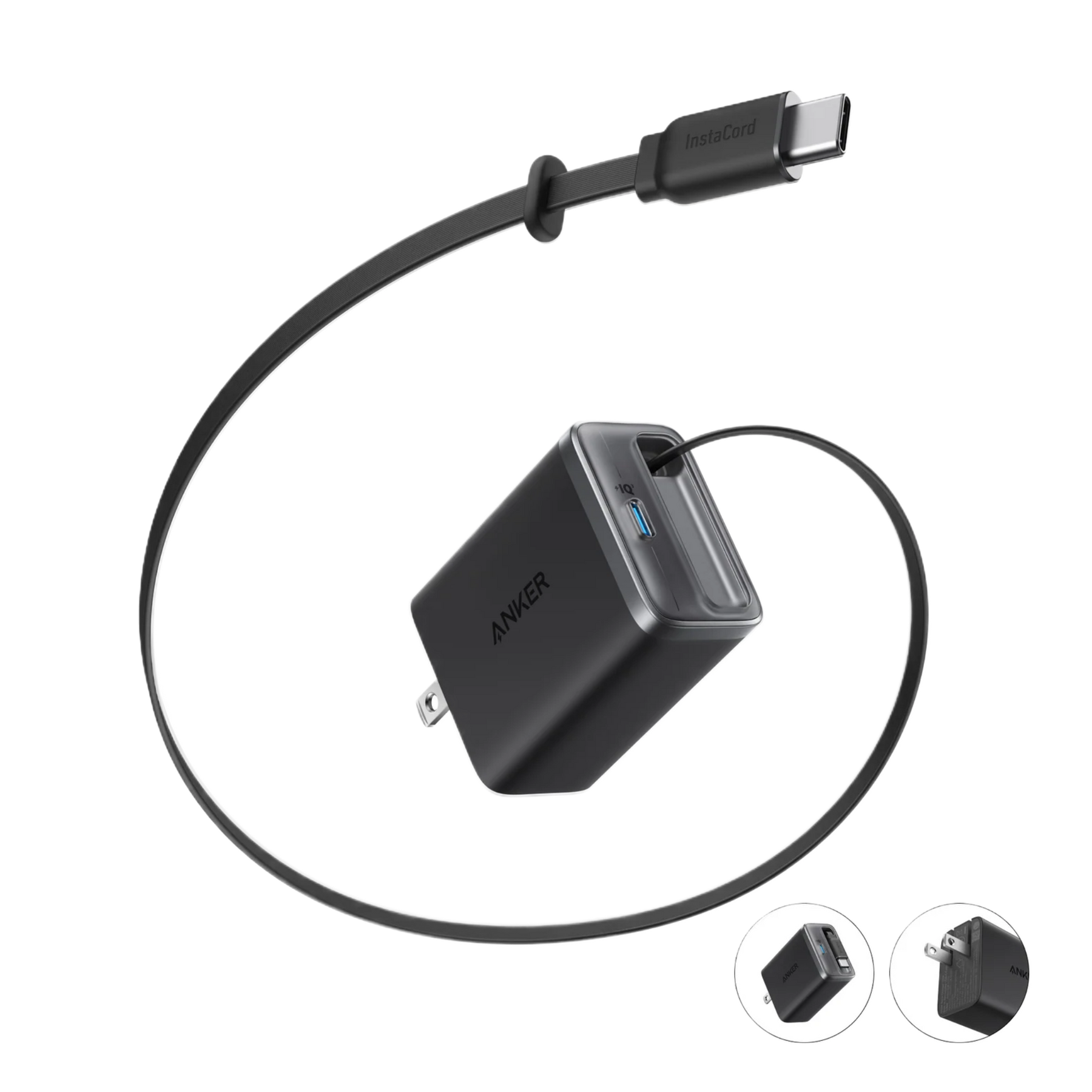 Anker Nano 35W USB-C Fast Wall Charger with Built-in USB-C Cable Black