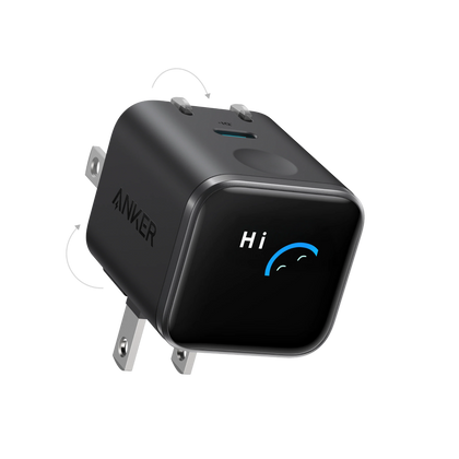 Anker Nano Charger 45W (1C, Smart Display, Double Folded Pin) Black