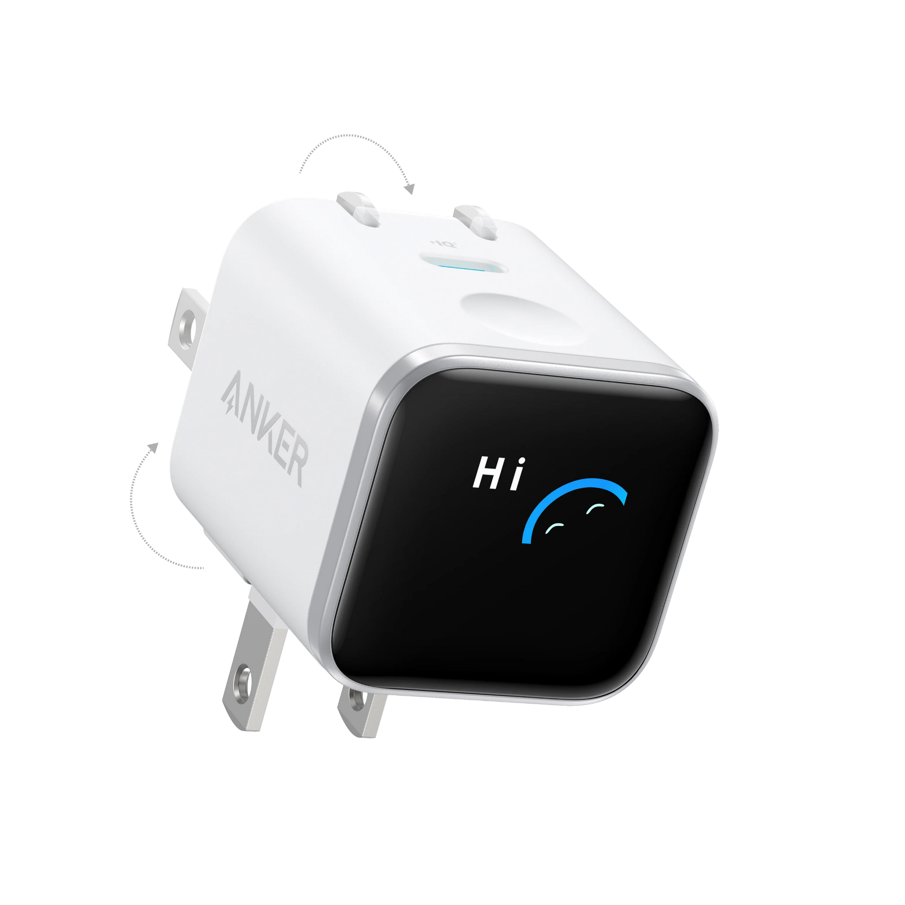 Anker Nano Charger 45W (1C, Smart Display, Double Folded Pin) White