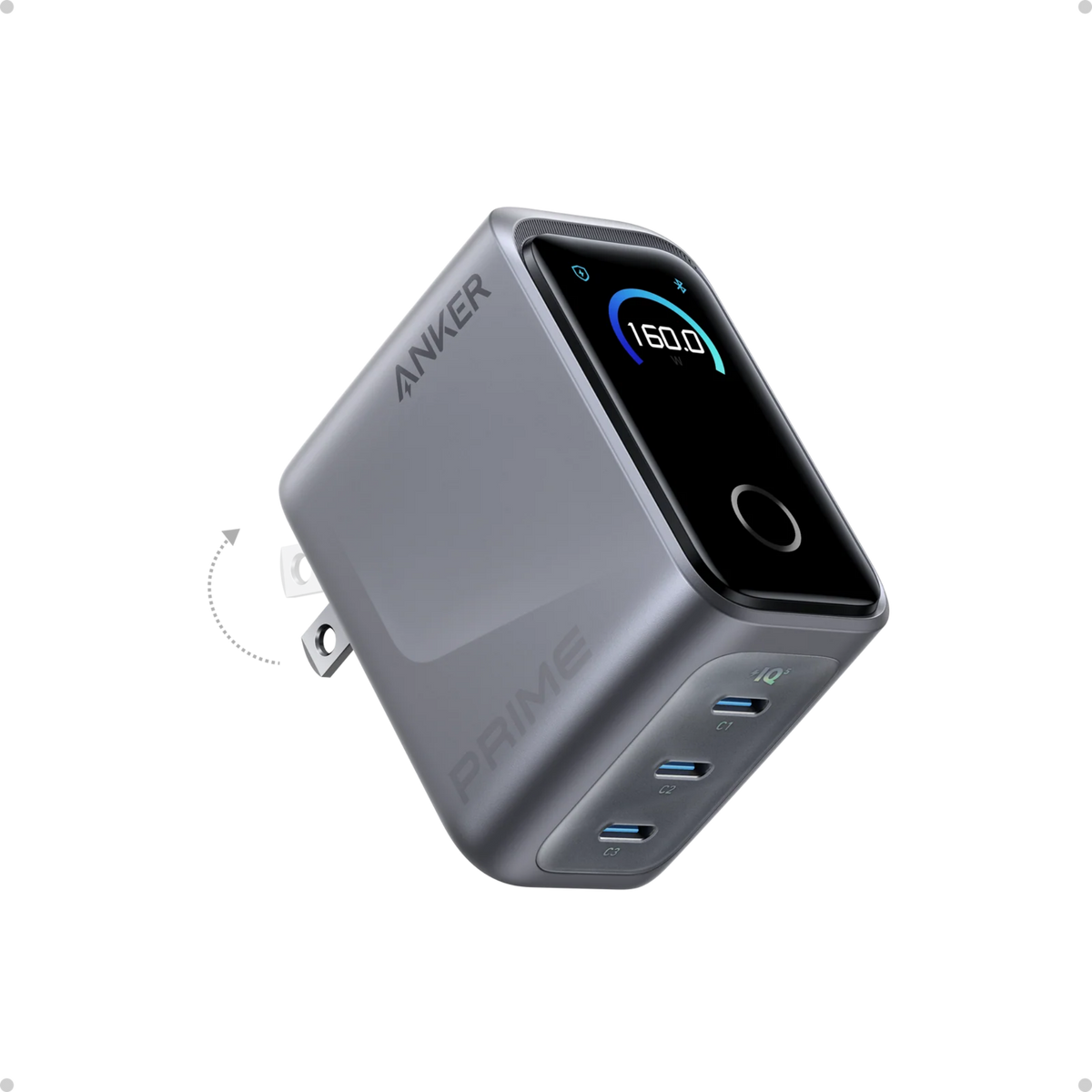 Anker Prime Charger (160W, 3-Port with Smart Display)