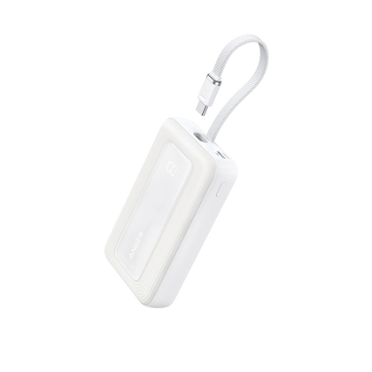 Anker Zolo Power Bank (10,000mAh, 30W) with Built-in USB-C Cable White