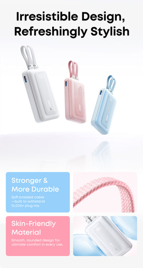 Anker Zolo Power Bank (10,000mAh, 35W) with Built-in-Dual USB-C Cable